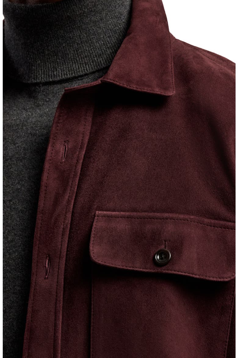 Calloway Insulated Lambskin Suede Shirt Jacket, Alternate, color, BORDEAUX