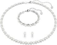 Swarovski Matrix Faux Pearl & Crystal Bracelet, Necklace & Earrings Set