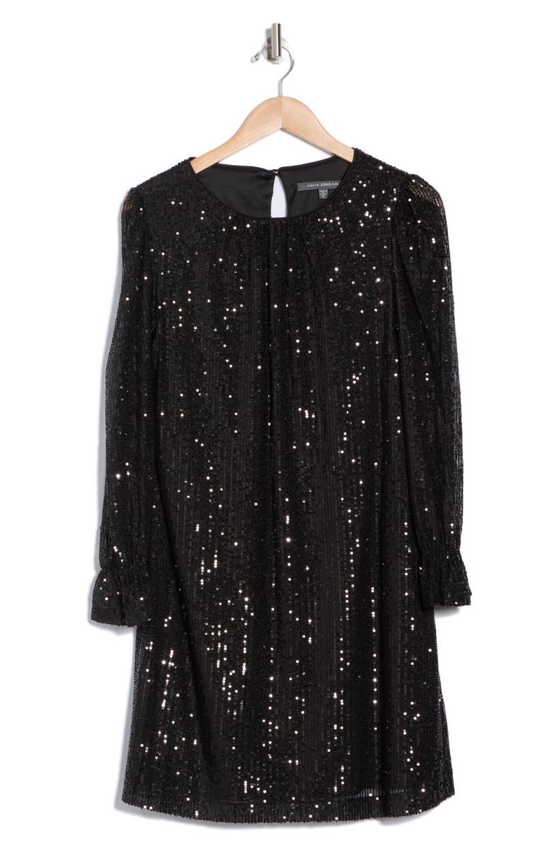 Julia Jordan Sequined Long Sleeve A-Line Dress, Alternate, color,