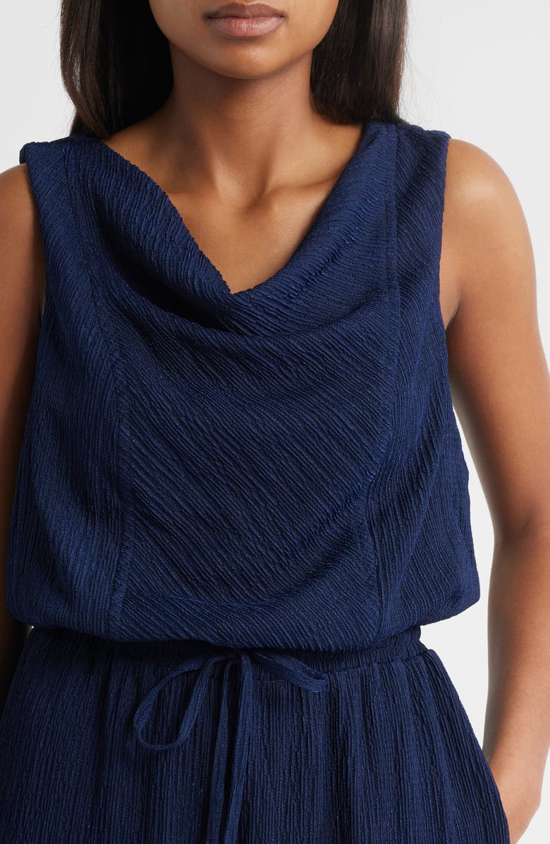 Vince Camuto Textured Knit Jumpsuit, Alternate, color, Navy