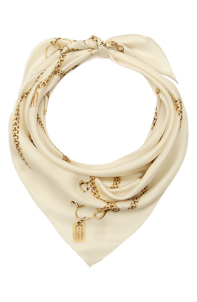COACH Charms Silk Scarf, Alternate, color, Chalk