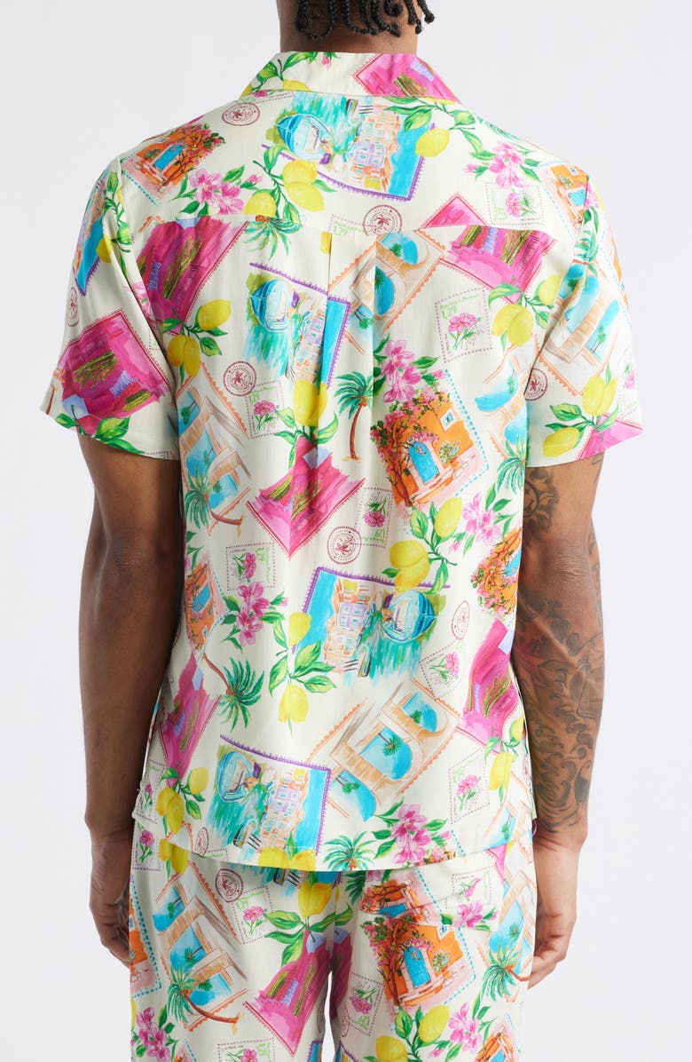 Native Youth Summerscatter Print Camp Shirt, Alternate, color, Off White