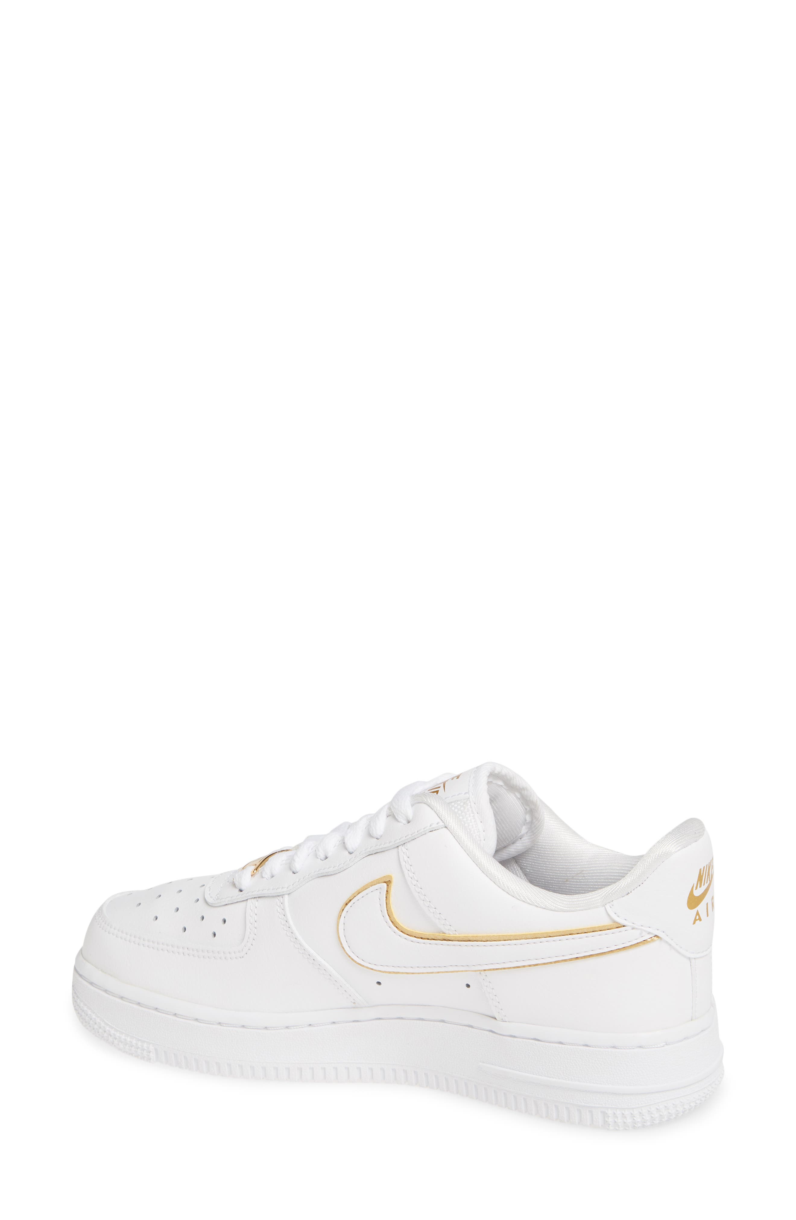 Air Force 1 '07 ESS Sneaker, Alternate, color, WHITE/ METALLIC GOLD