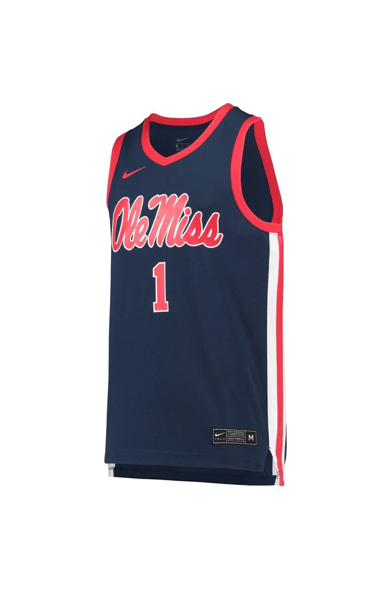 Men's Nike #1 Navy Ole Miss Rebels Replica Basketball Jersey, Alternate, color, Navy