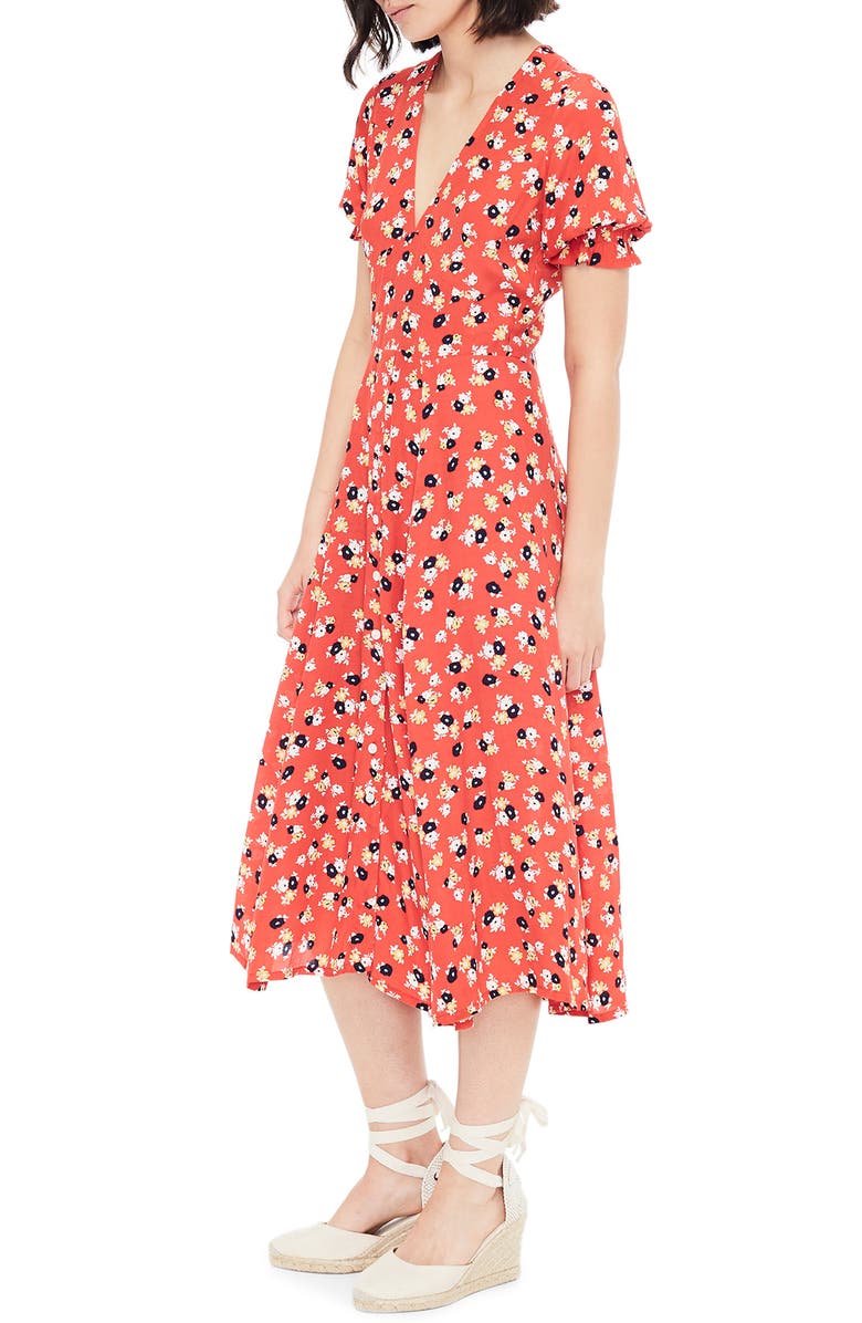 Faithfull the Brand Ari Floral Midi Dress, Alternate, color, 