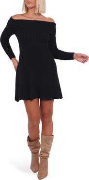 Petal & Pup Francisco Off the Shoulder Long Sleeve Sweater Dress