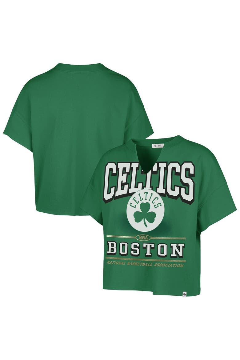 Women's '47 Kelly Green Boston Celtics Elation Oversized Notch Neck T-Shirt, Main, color, Kelly Green