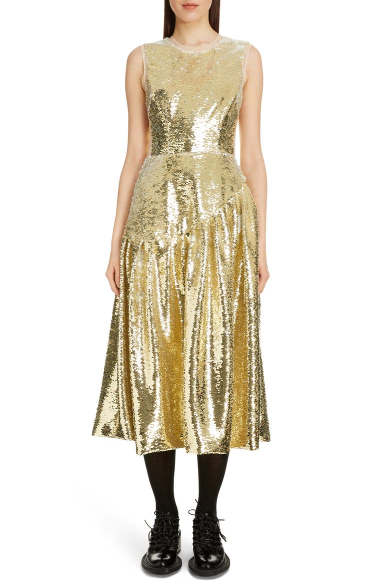 Sequin Midi Dress, Main, color, GOLD