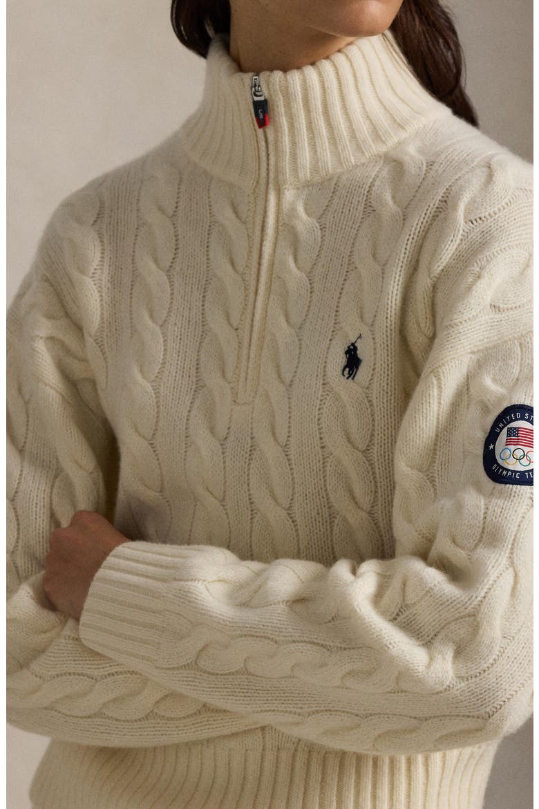 Polo Ralph Lauren Team USA Cable Stitch Half Zip Pullover (Women