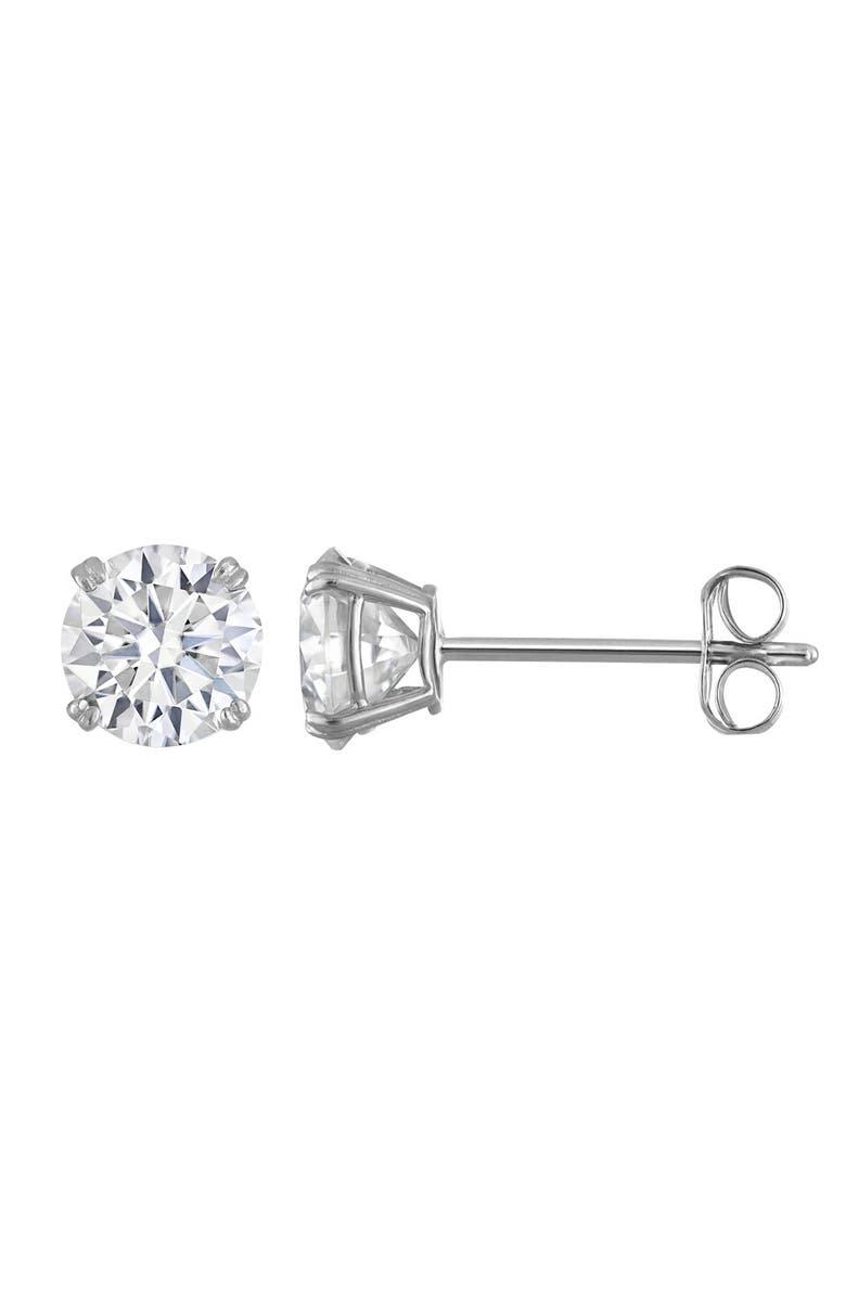 FZN 14k Gold Moissanite Stud Earrings, Main, color, White