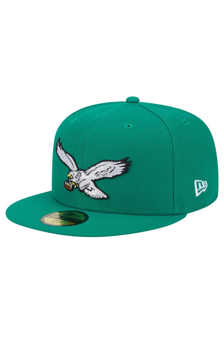 Men's New Era Kelly Green Philadelphia Eagles Historic Side Patch 59FIFTY Fitted Hat, Alternate, color, Kelly Green