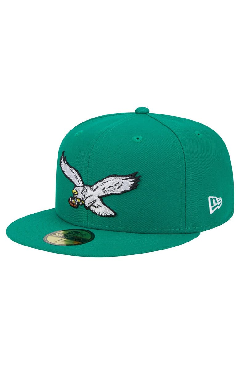 New Era Men's New Era Kelly Green Philadelphia Eagles Historic Side Patch 59FIFTY Fitted Hat, Alternate, color, 