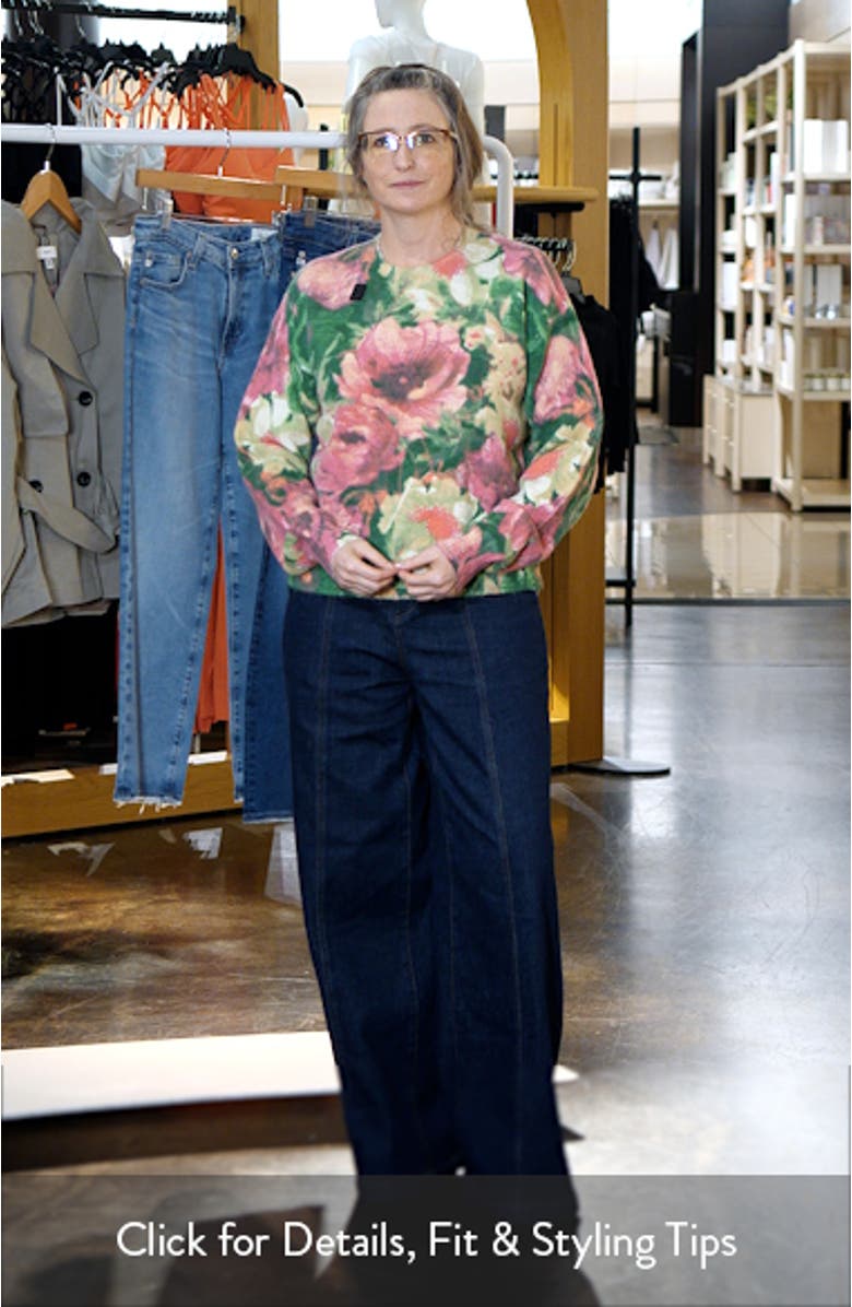 Floral Print Crewneck Sweater, sales video thumbnail