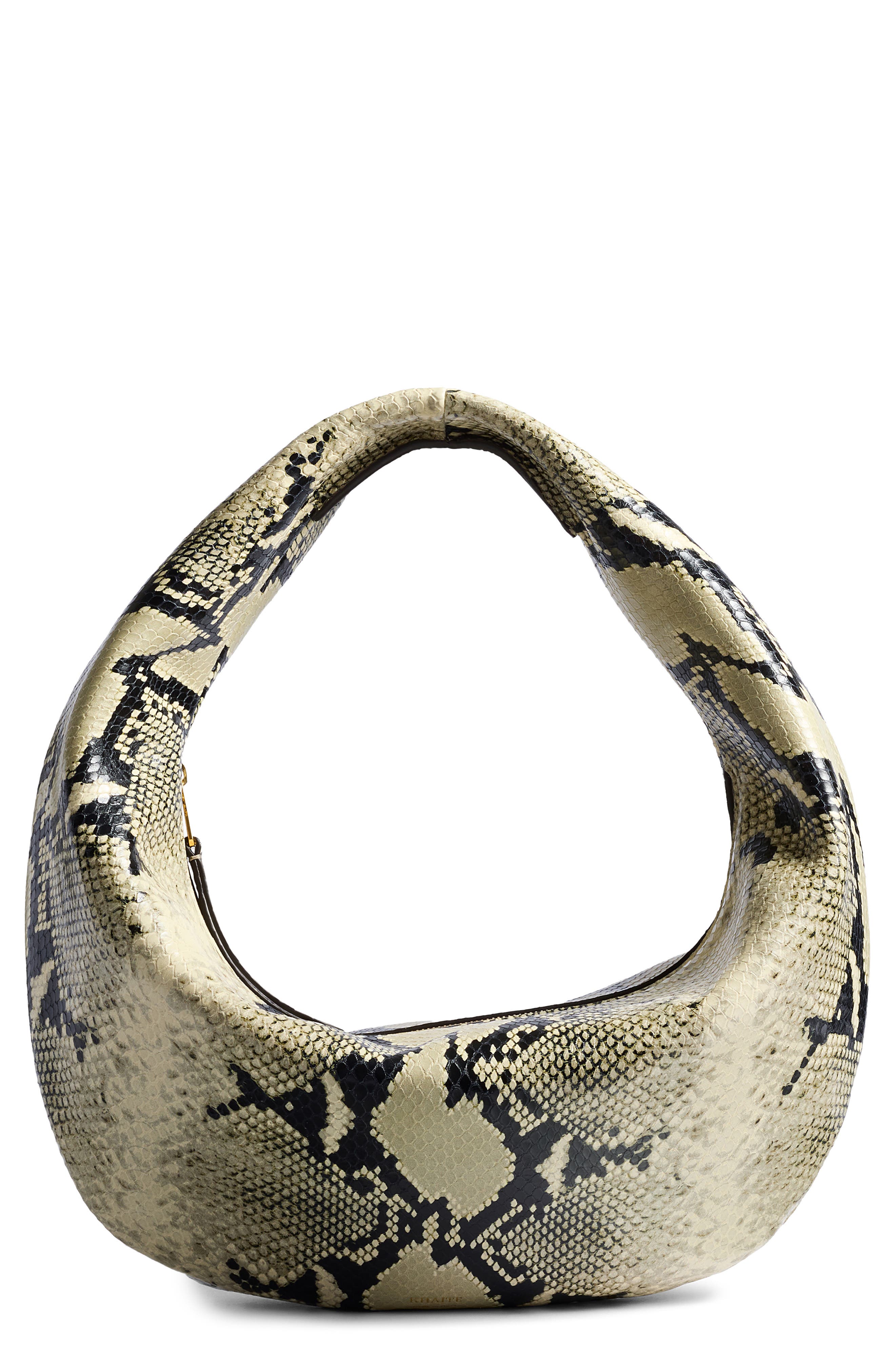 Khaite Medium Olivia Snakeskin Embossed Leather Hobo Bag, Main, color, Natural 121