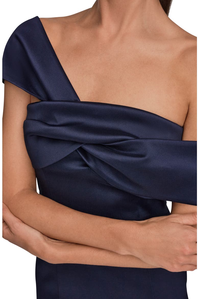 One-Shoulder Mikado Gown, Alternate, color, INK