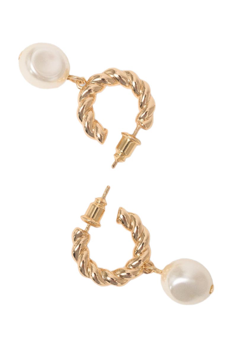 Twisted bead hoop earrings, Alternate, color, Gold