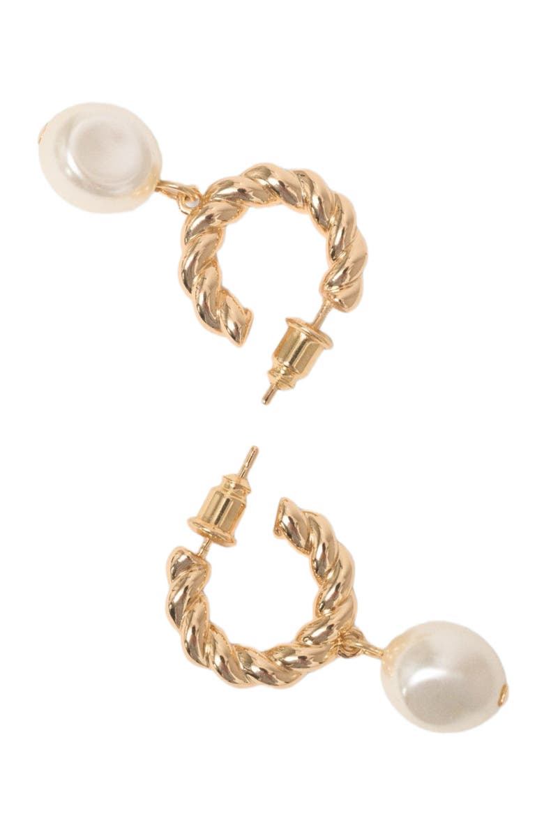 maje Twisted bead hoop earrings, Alternate, color, Gold