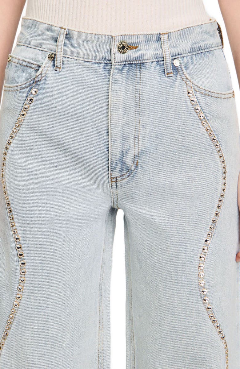 SANDRO Jeans with rhinestone stripes, Alternate, color, 