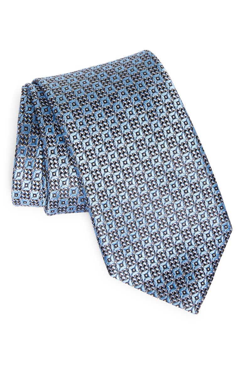Paglie Geometric Jacquard Silk Tie, Main, color, BLUE