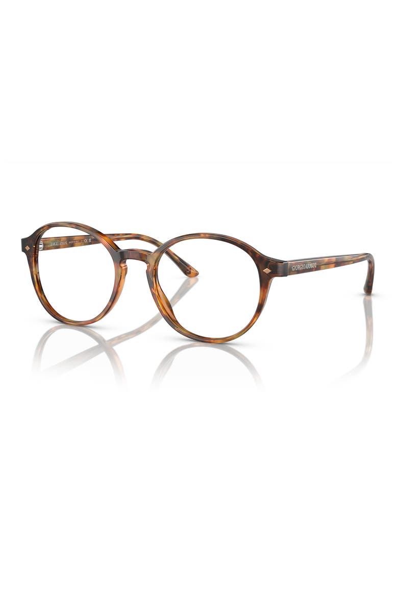 Girorgio Armani 47mm Round Optical Glasses, Alternate, color, YELLOW HAVANA / DEMO LENS
