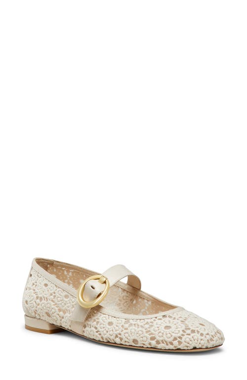 Stuart Weitzman Arabella Cotton Mary Jane Ballerina Flats In Linen