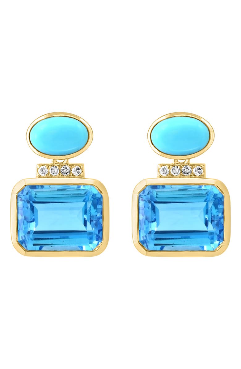 EFFY Diamond, Blue Topaz & Turquoise Stud Earrings, Alternate, color, Blue