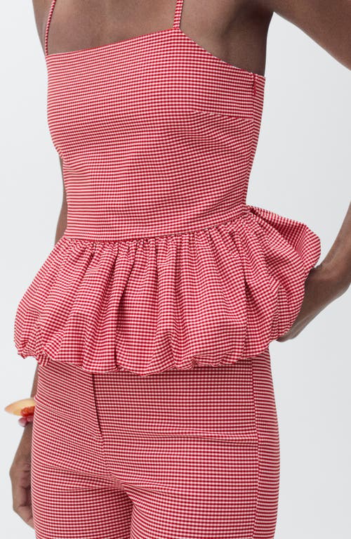 Mango Gingham Bubble Camisole In Pink