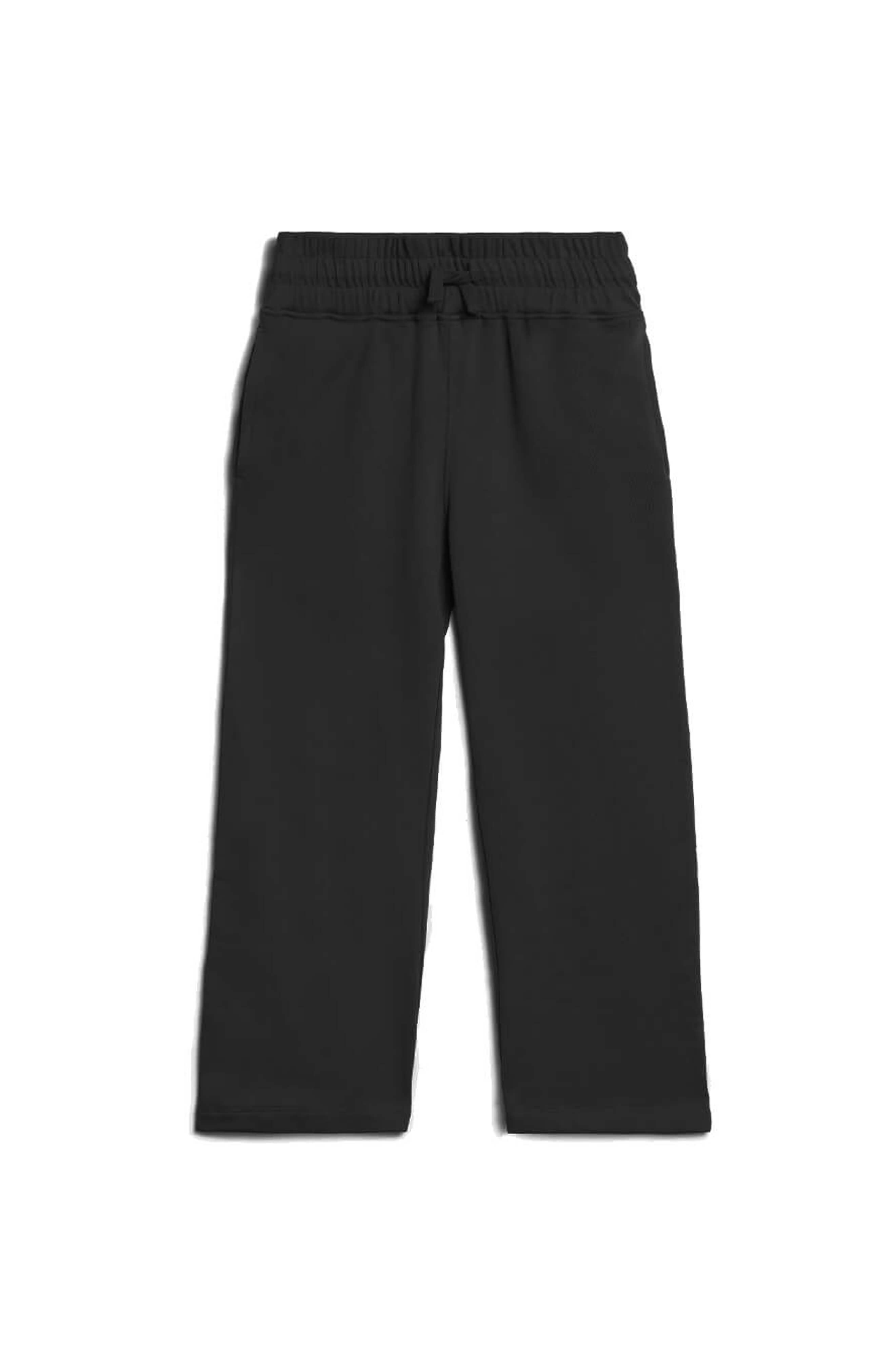 Mightly Kids Cozy Organic Cotton Wide Leg Fleece Pants in Black 