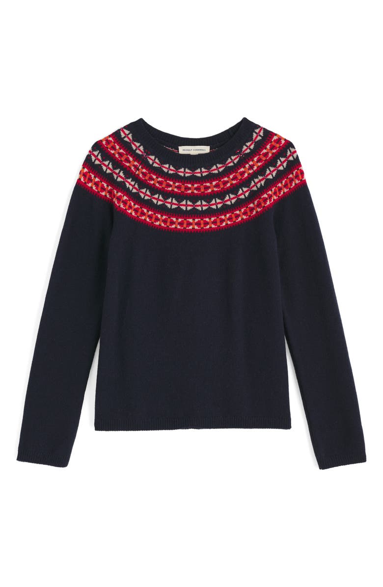 Seasalt Cornwall Sea's Edge Fair Isle Merino Wool Blend Crewneck Sweater, Alternate, color, Knit Bedstone Jam Mix