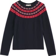 Seasalt Cornwall Sea
s Edge Fair Isle Merino Wool Blend Crewneck Sweater