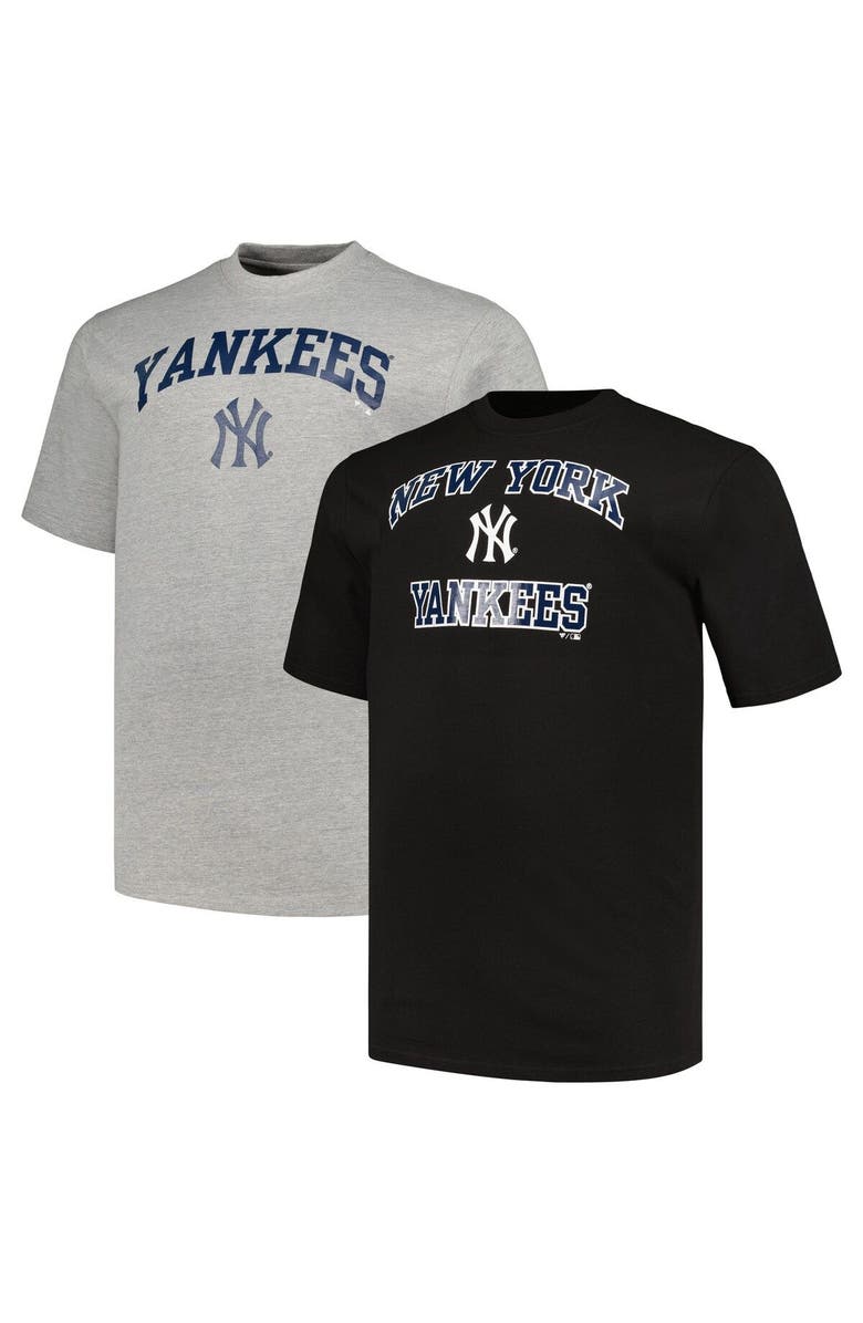 PROFILE Men's Profile Black/Heather Gray New York Yankees Big & Tall T-Shirt Combo Pack, Main, color, 