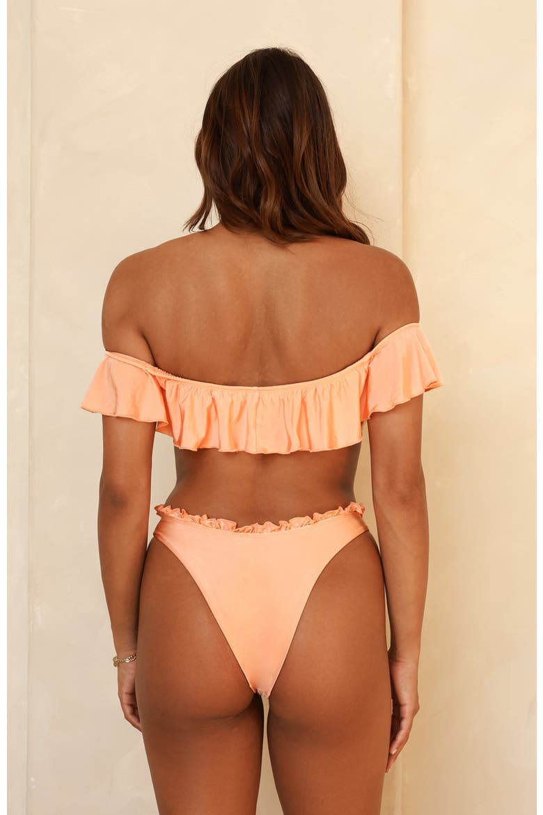 Siren Bandeau Bikini Top, Alternate, color, Peach Nectar