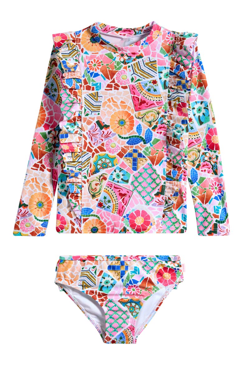 Kids' Beach Boheme Two-Piece Rashguard Swimsuit, Main, color, BEACH BOHEME