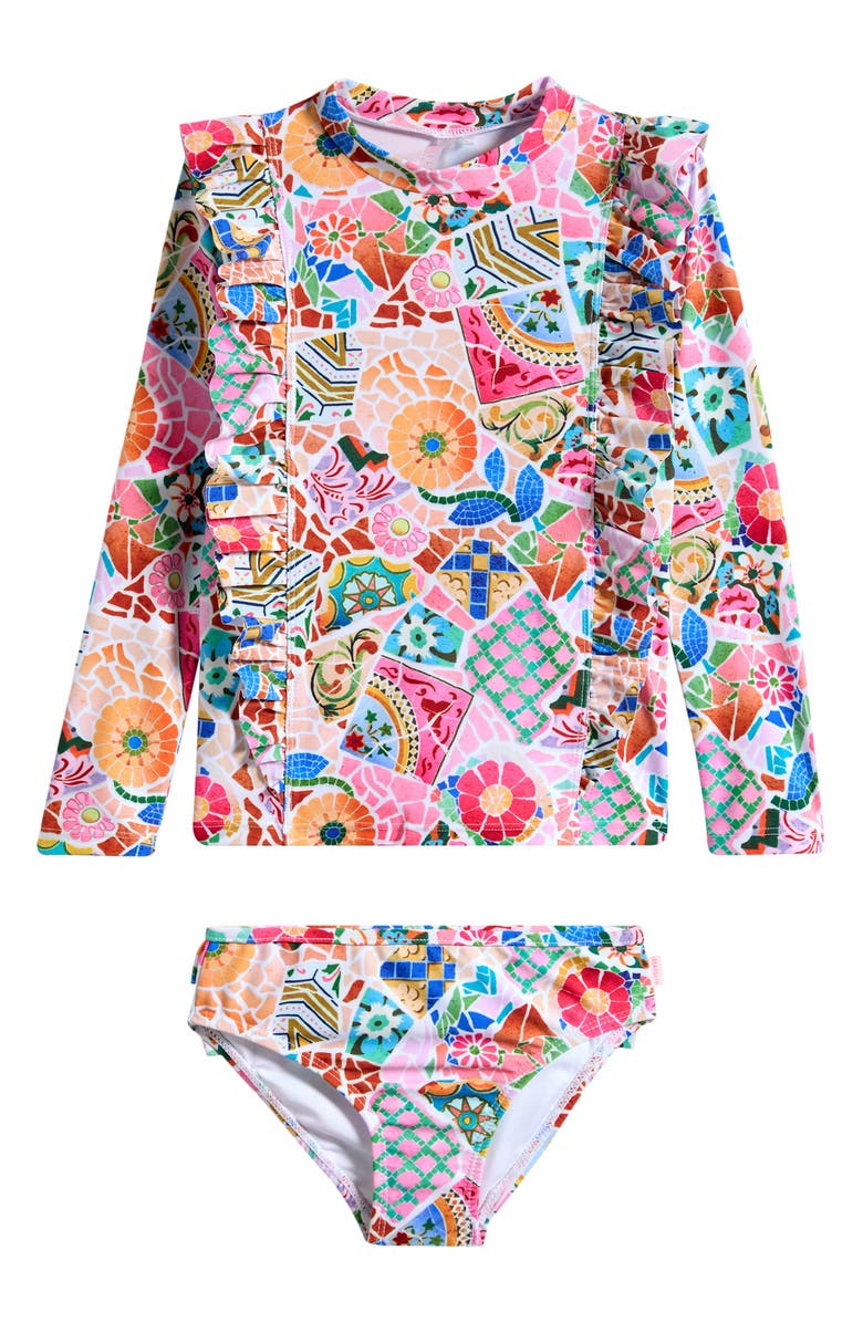 Seafolly Kids' Beach Boheme Two-Piece Rashguard Swimsuit, Main, color, Beach Boheme