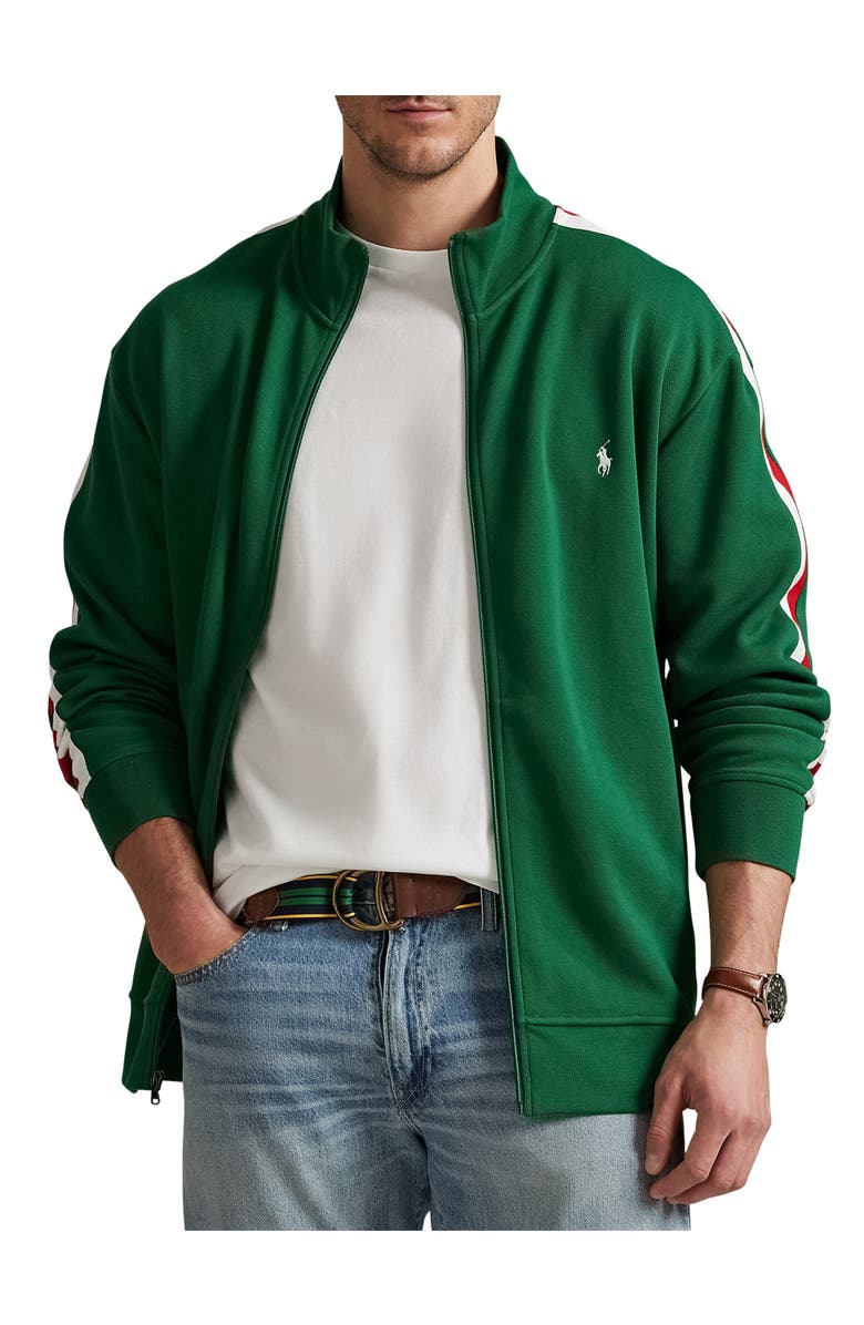 Polo Ralph Lauren Big & Tall Mesh Double-Knit Track Jacket, Main, color, Tennis Green Multi