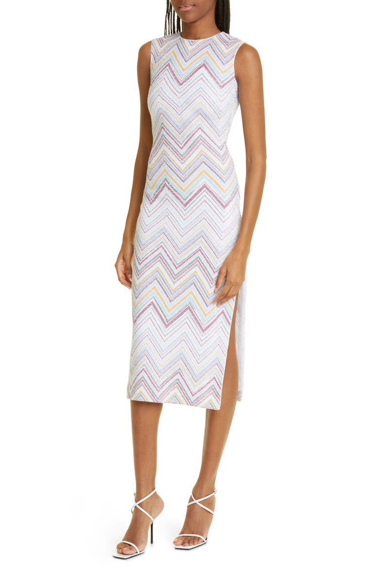 Sequin Zigzag Sweater Dress, Alternate, color, WHITE MULTI