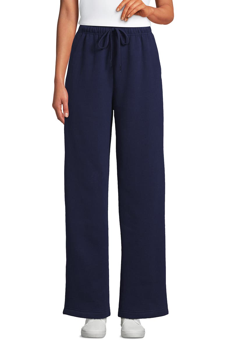 Lands' End Serious Sweats High Rise Relaxed Straight Leg Pants, Main, color, Deep Sea Navy