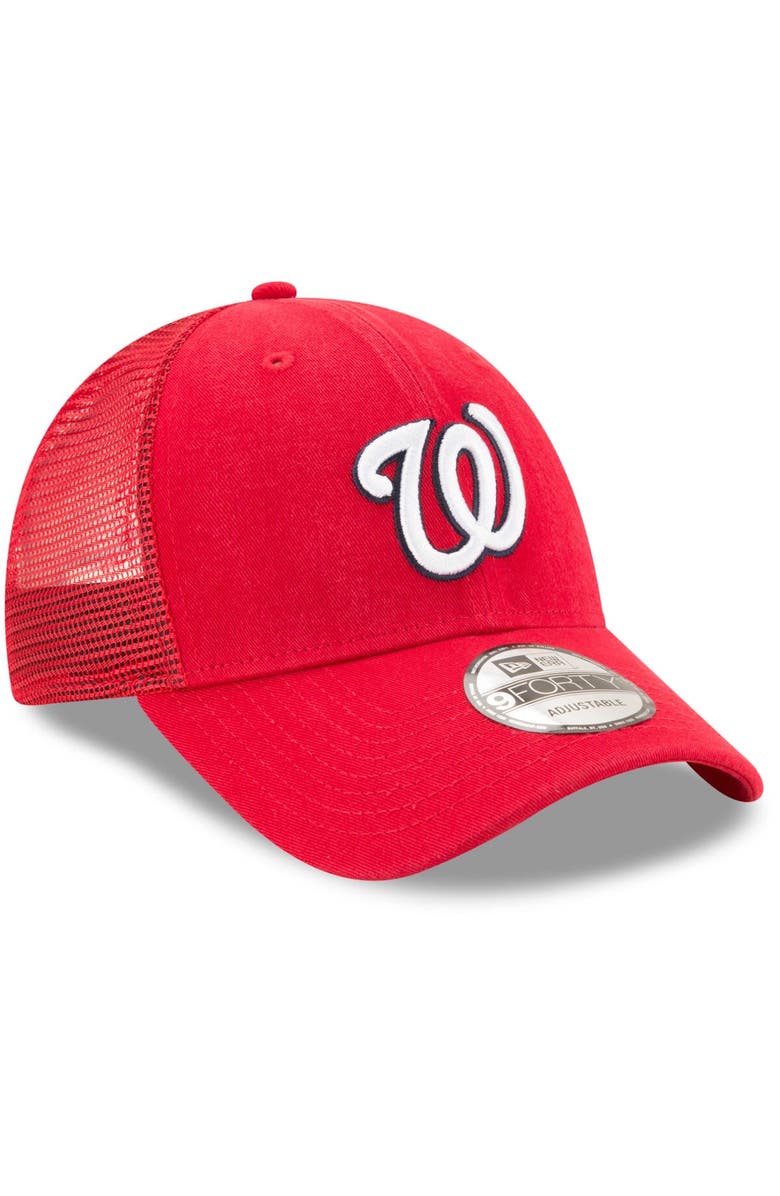New Era Men's New Era Red Washington Nationals Trucker 9FORTY Adjustable Snapback Hat, Alternate, color, Red
