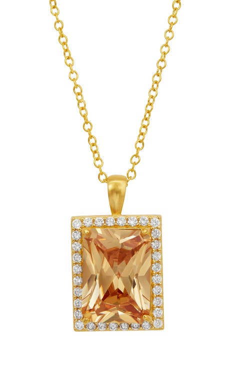 Emerald Cut Cubic Zirconia Halo Pendant Necklace