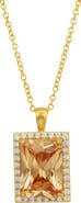 SAVVY CIE JEWELS Emerald Cut Cubic Zirconia Halo Pendant Necklace
