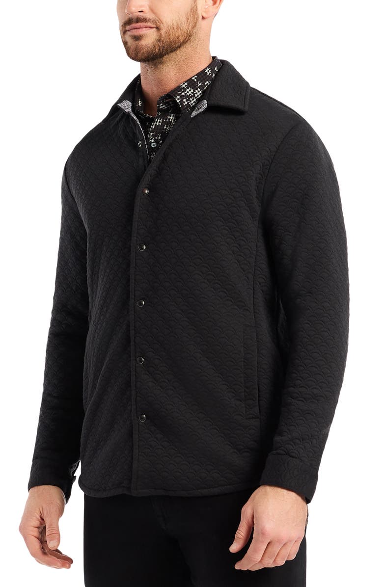 Robert Graham Downey Knit Snap Front Shirt Jacket, Alternate, color, Black