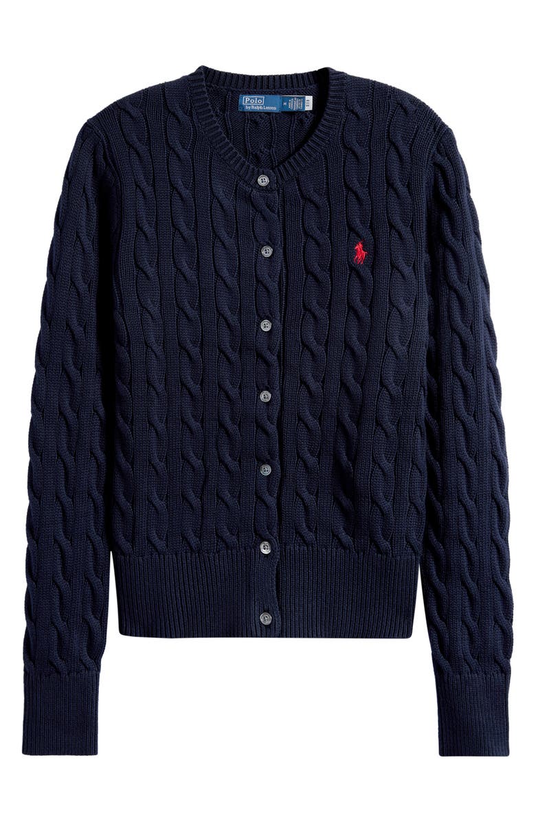 Polo Ralph Lauren Cable Knit Cotton Cardigan, Main, color, Hunter Navy
