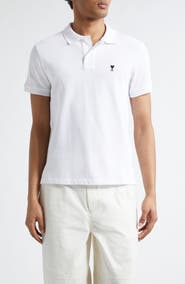 AMI PARIS Ami de Coeur Embroidered Cotton Piqué Polo