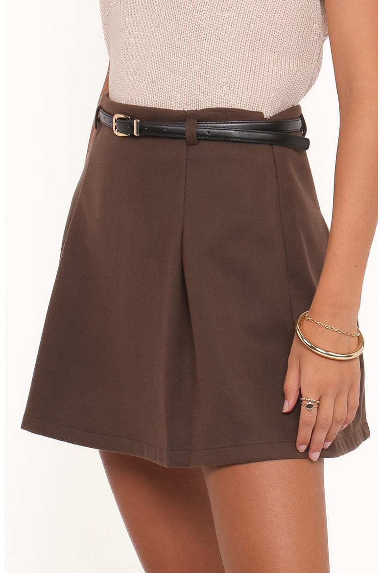 Cassia Belted Miniskirt, Alternate, color, CHOCOLATE BROWN
