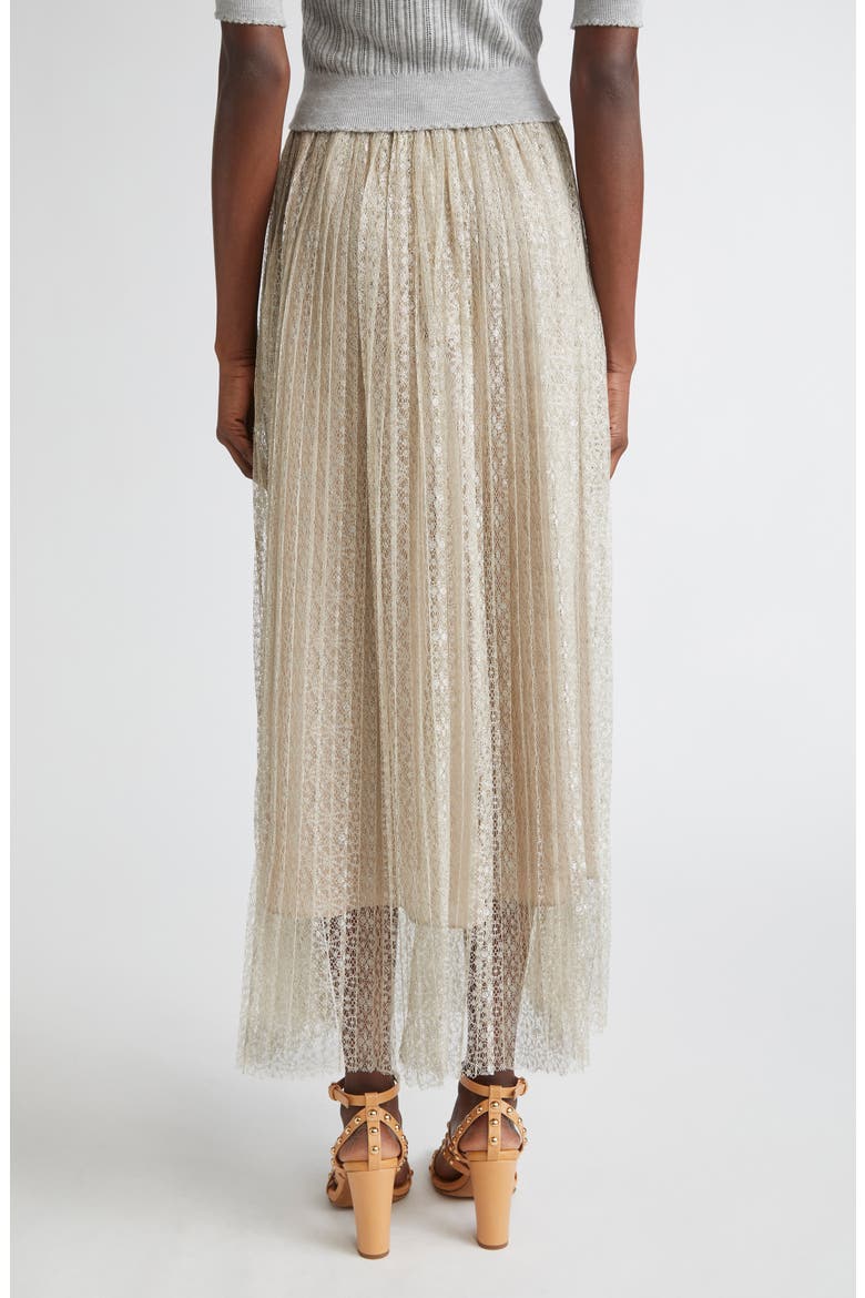 Maren Lace Pleated Maxi Skirt, Alternate, color, STERLING SILVER