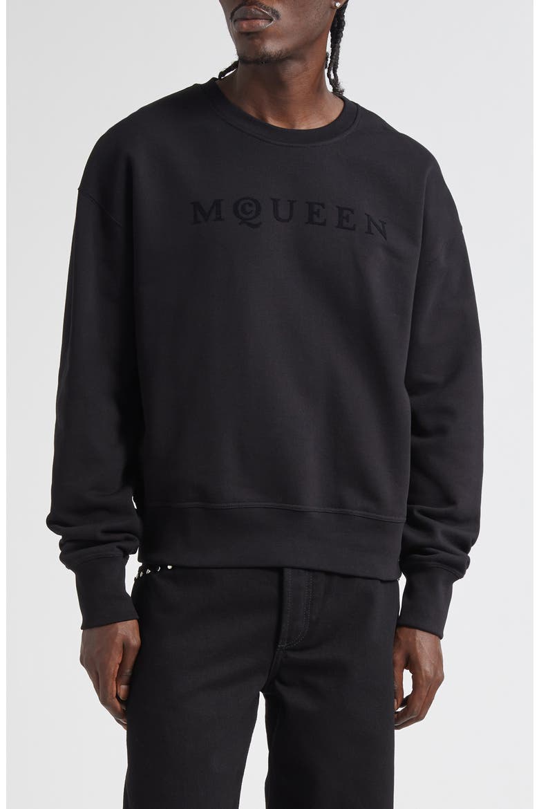 Logo Graphic French Terry Sweatshirt, Main, color, BLACK / BLACK
