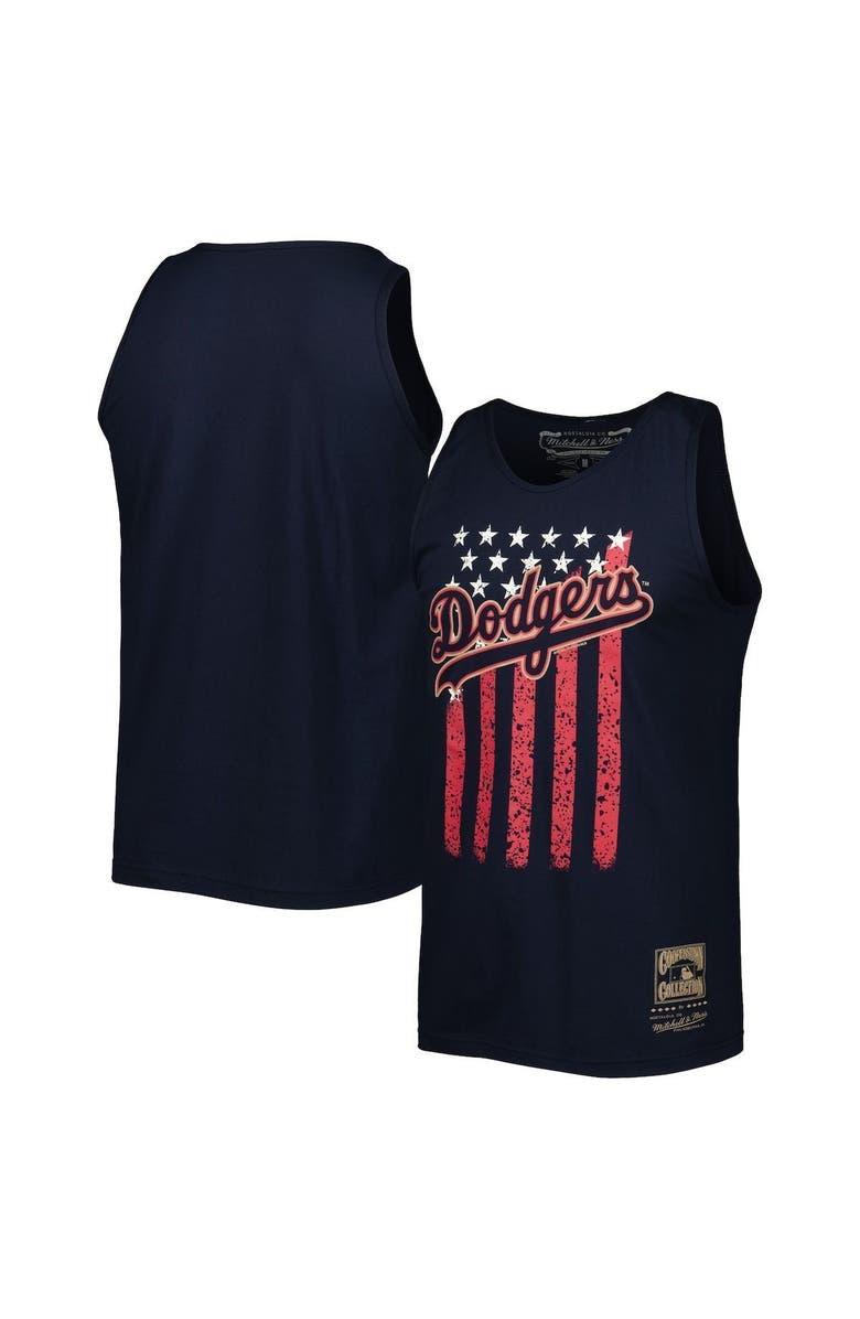 Mitchell & Ness Men's Mitchell & Ness Navy Los Angeles Dodgers Cooperstown Collection Stars and Stripes Tank Top, Main, color, 