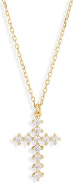 ARGENTO VIVO Cubic Zirconia 18K Gold Cross Pendant Necklace