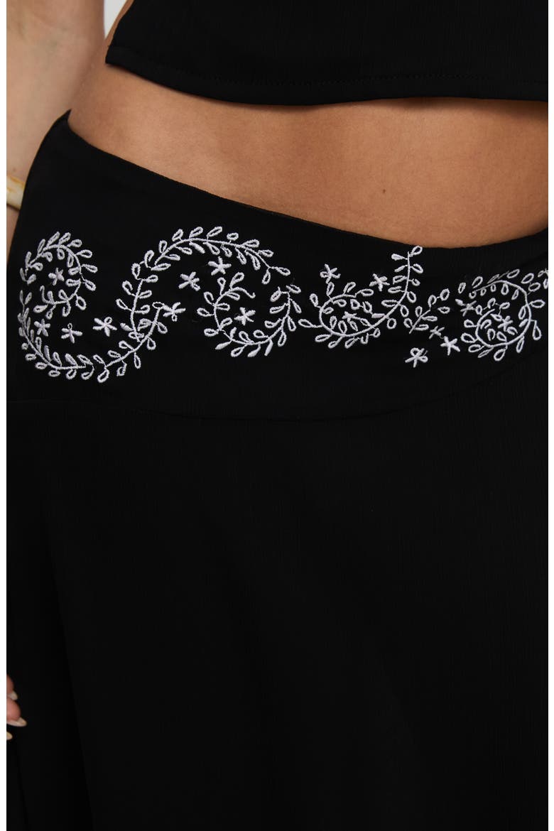 Pappilion Embroidered Asymmetric Chiffon Skirt, Alternate, color, BLACK