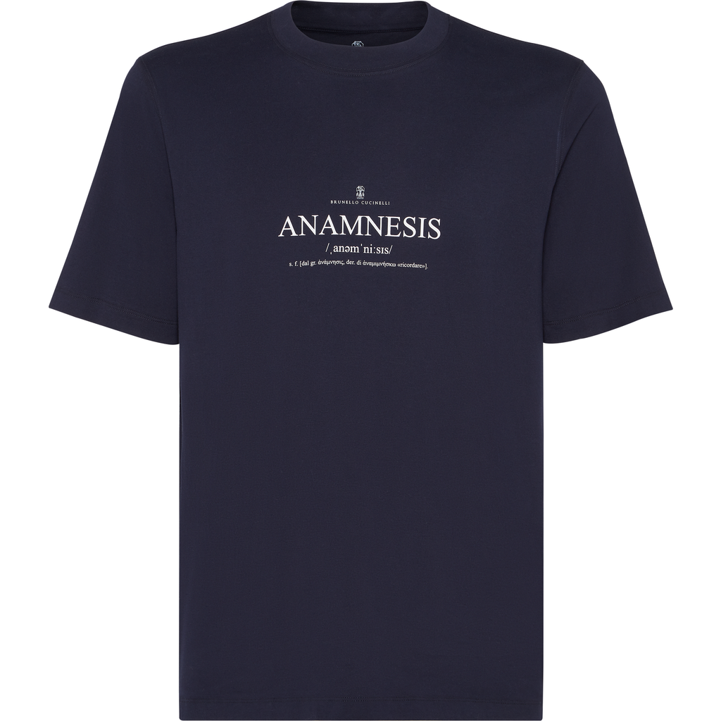 Brunello Cucinelli Men Anamnesis Print Logo T-shirt In Blue